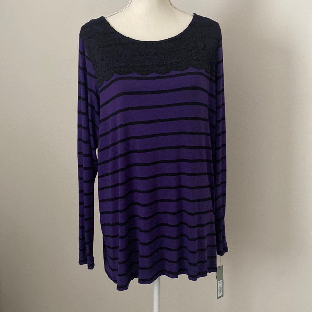 Apt 9 New Striped Lace Shirt Size 1X